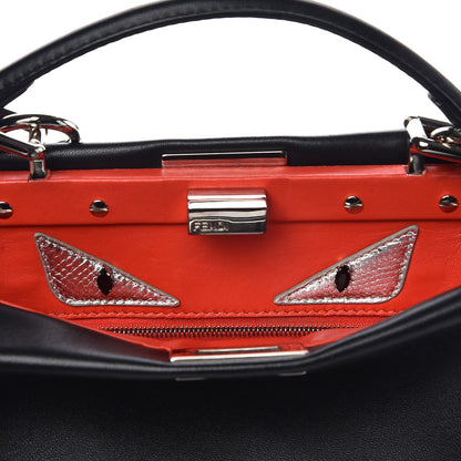 Fendi Nappa Karung Monster Eyes Mini Peekaboo Iconic Satchel Black Papavero 13 of 13