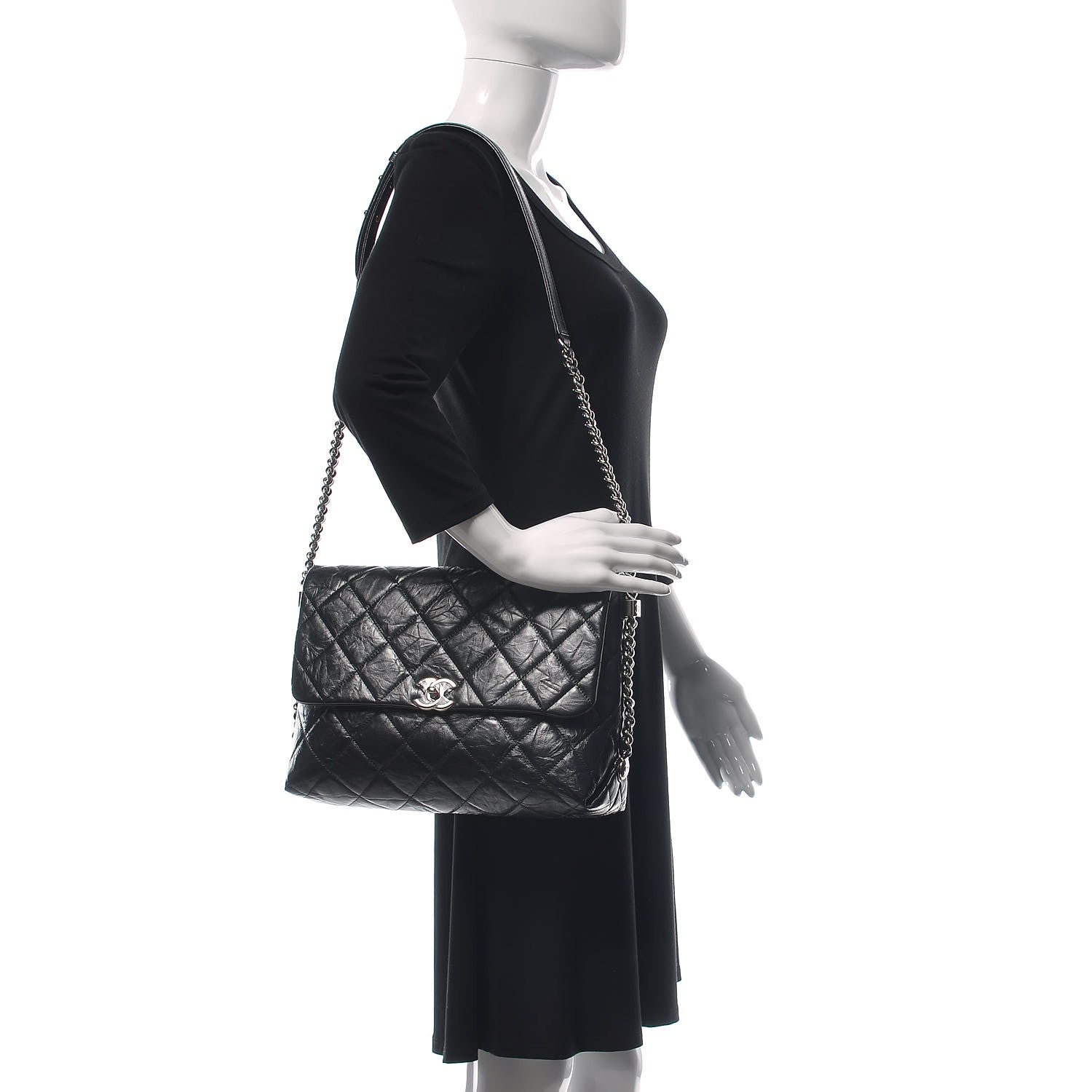 Chanel Crackled Aged Calfskin Big Bang Flap Black 2 of 8