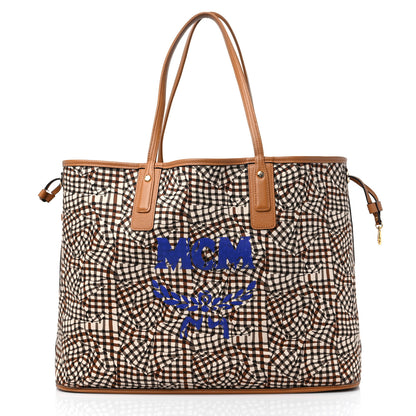 MCM Visetos Large Liz Reversible Shopper Tote Cognac 9 of 17