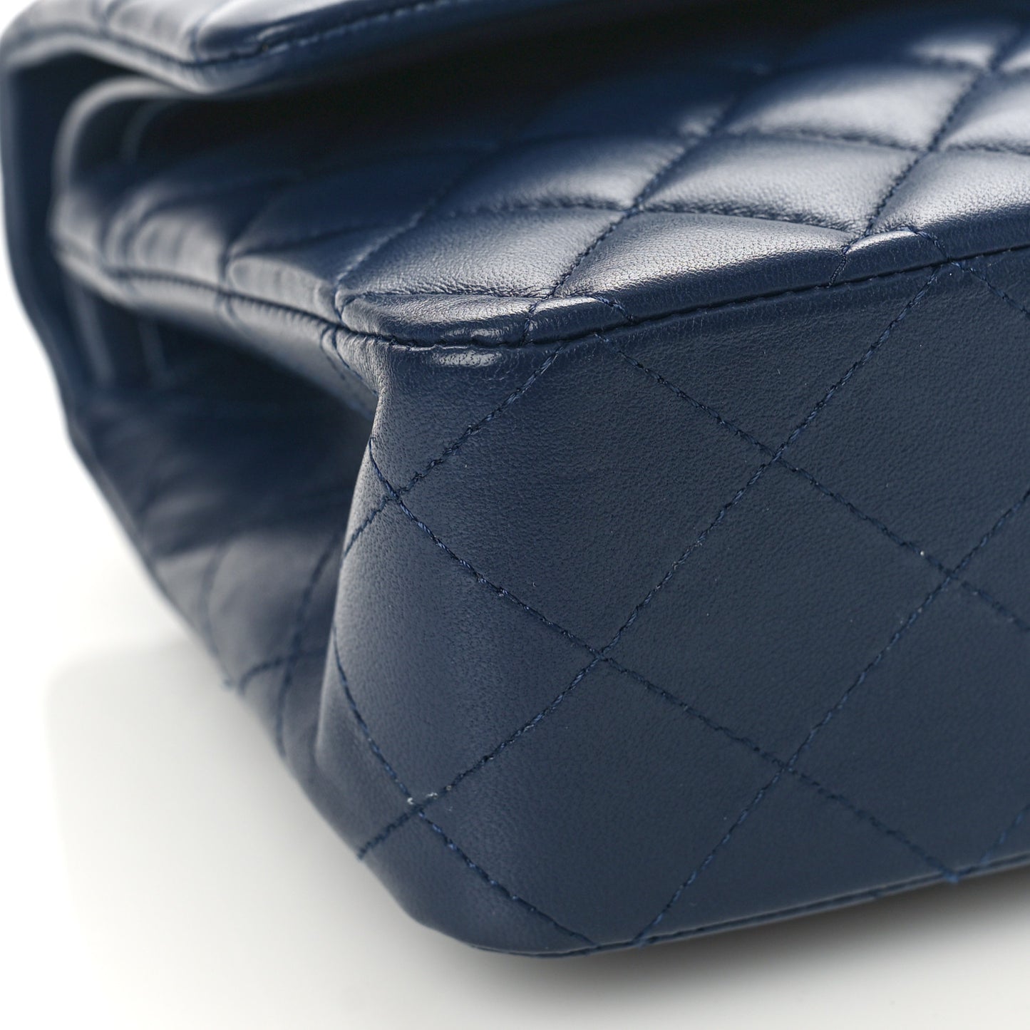 Lambskin Quilted Medium Double Flap Navy