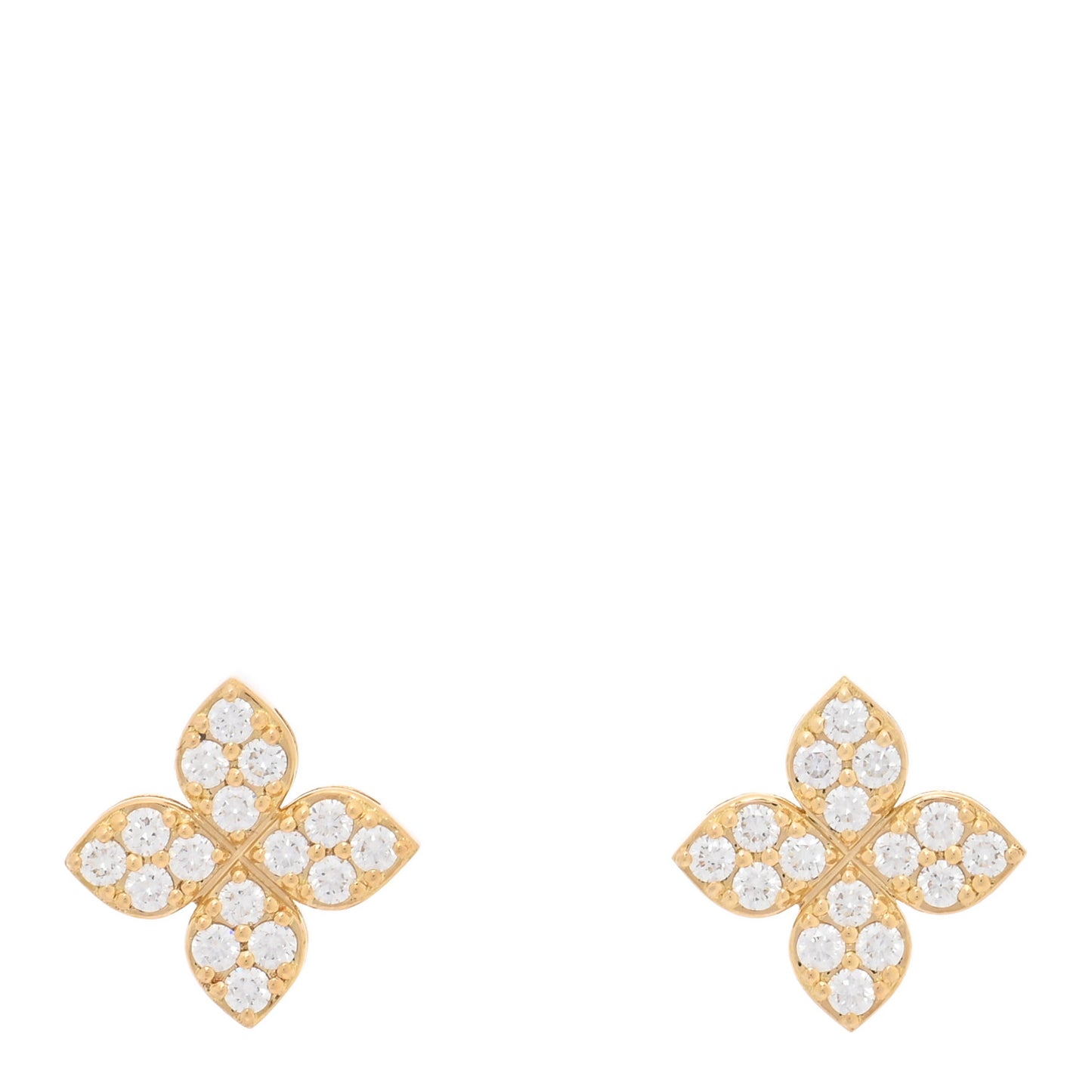18K Yellow Gold Diamond Medium Love in Verona Flower Stud Earrings