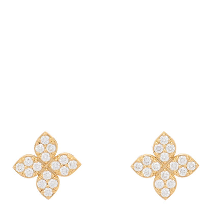 Roberto Coin 18K Yellow Gold Diamond Medium Love in Verona Flower Stud Earrings 1 of 5