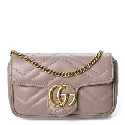 Gucci Calfskin Matelasse Super Mini GG Marmont Shoulder Bag Porcelain Rose 1 of 11