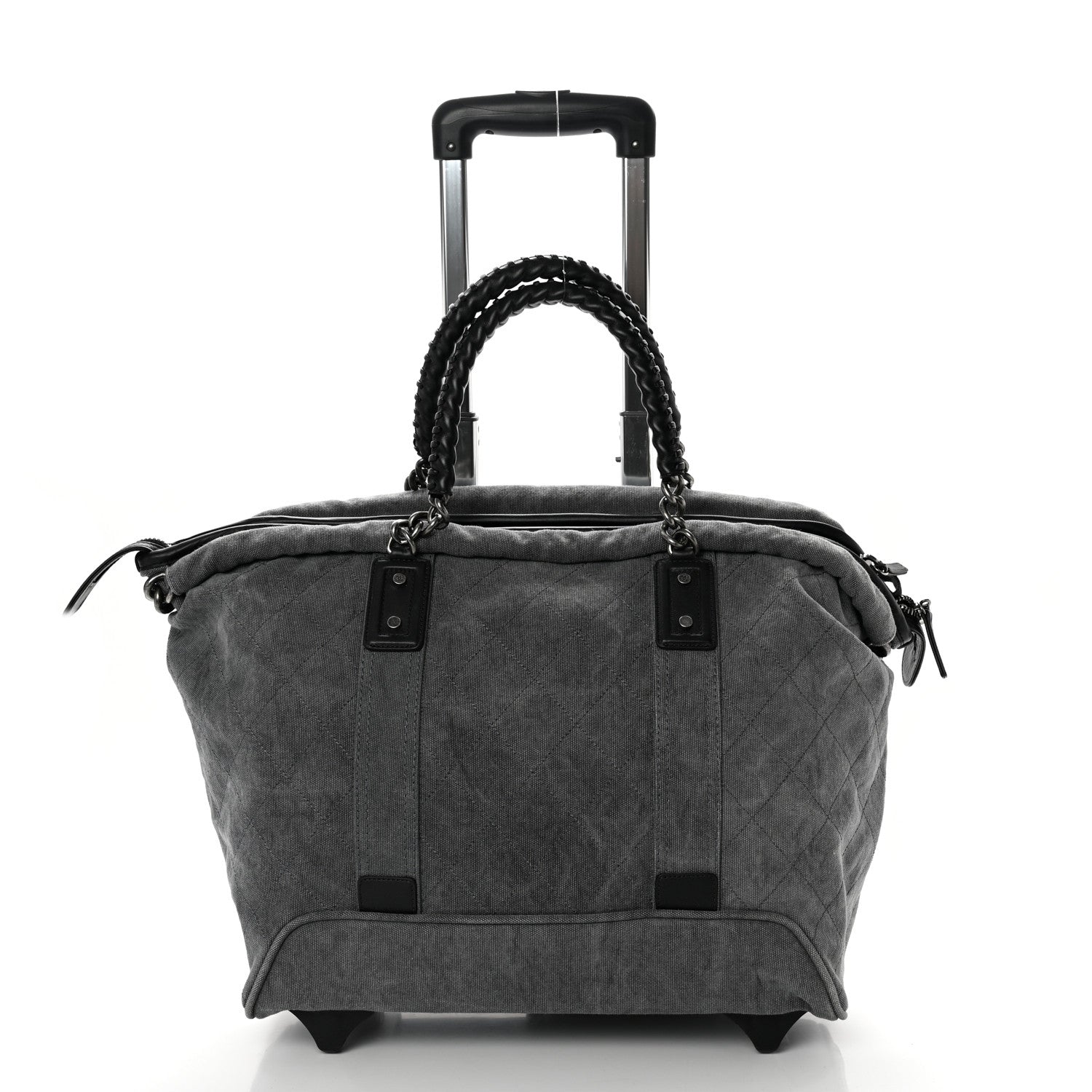 Chanel Washed Toile Calfskin Quilted Trolley Black 2 of 10