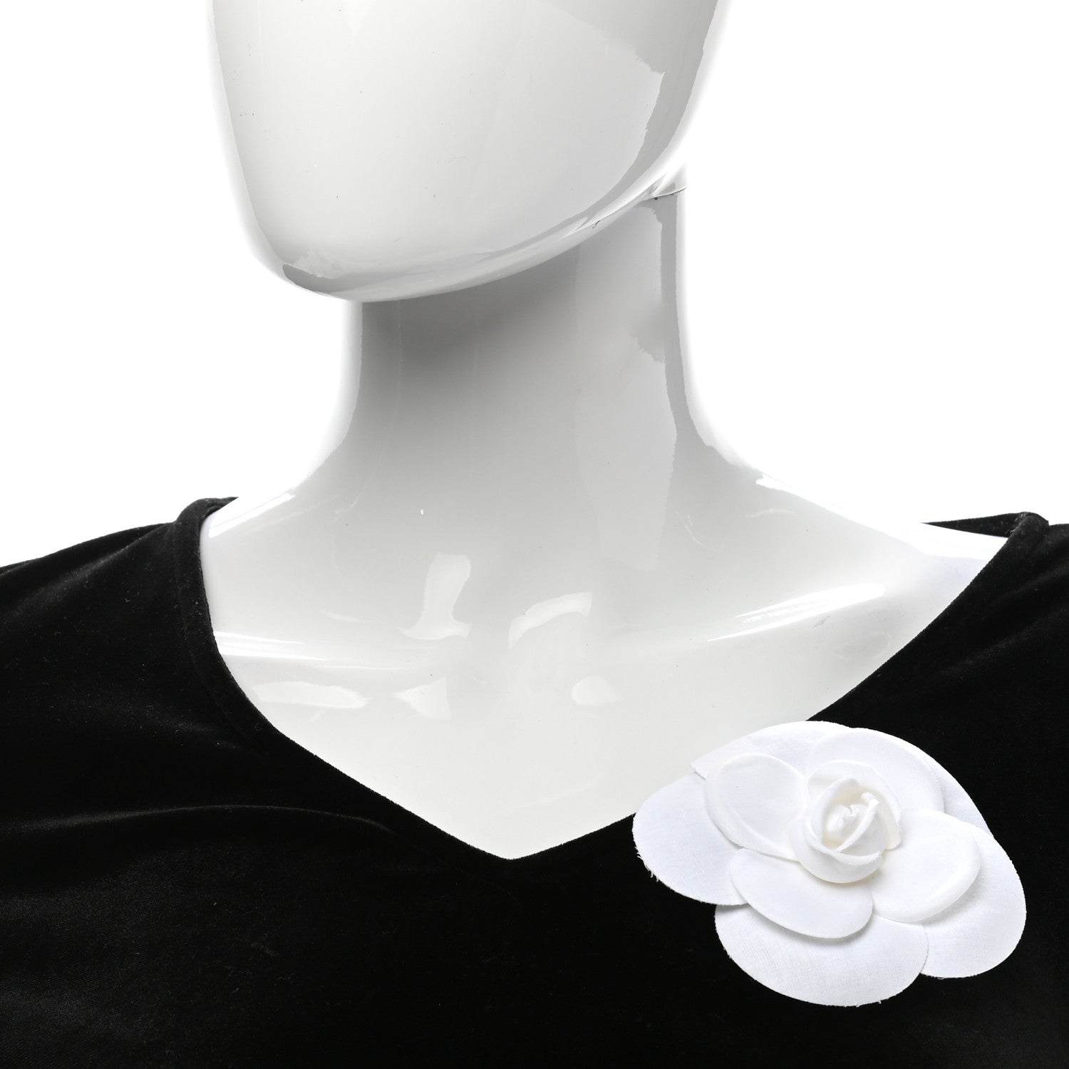 Chanel Linen Camellia Brooch Pin White 2 of 5