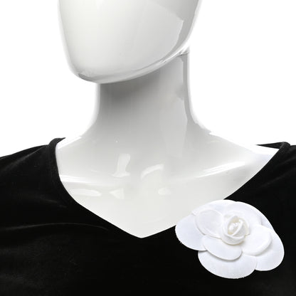 Chanel Linen Camellia Brooch Pin White 2 of 5