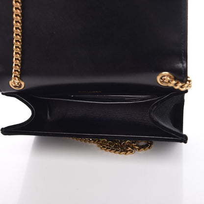 Saint Laurent Velvet Embroidered Small Monogram Kate Satchel Black 5 of 8