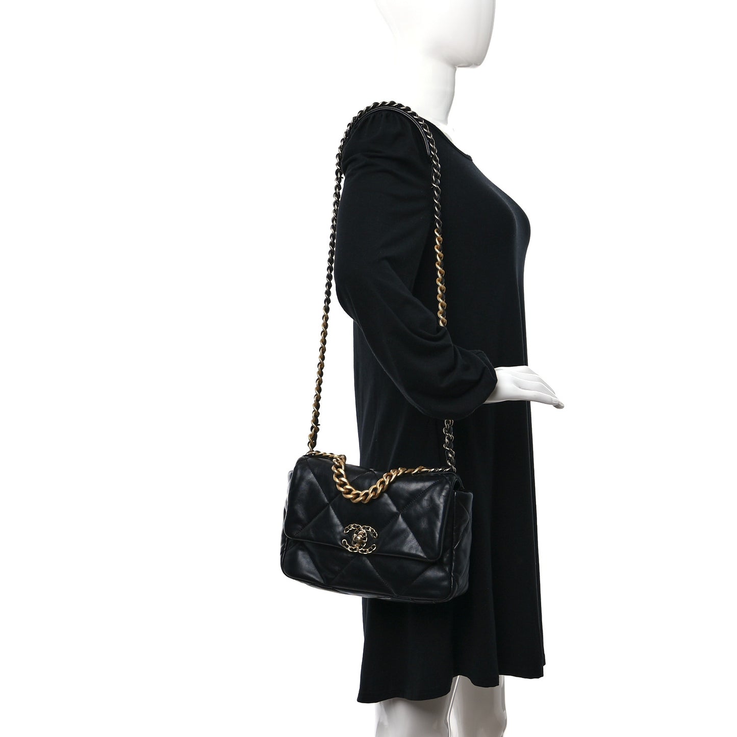 Lambskin Quilted Medium Chanel 19 Flap Black