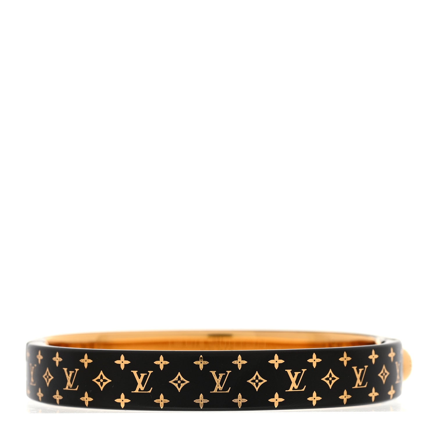 Louis Vuitton Monogram Nanogram Cuff S Black Gold 3 of 7