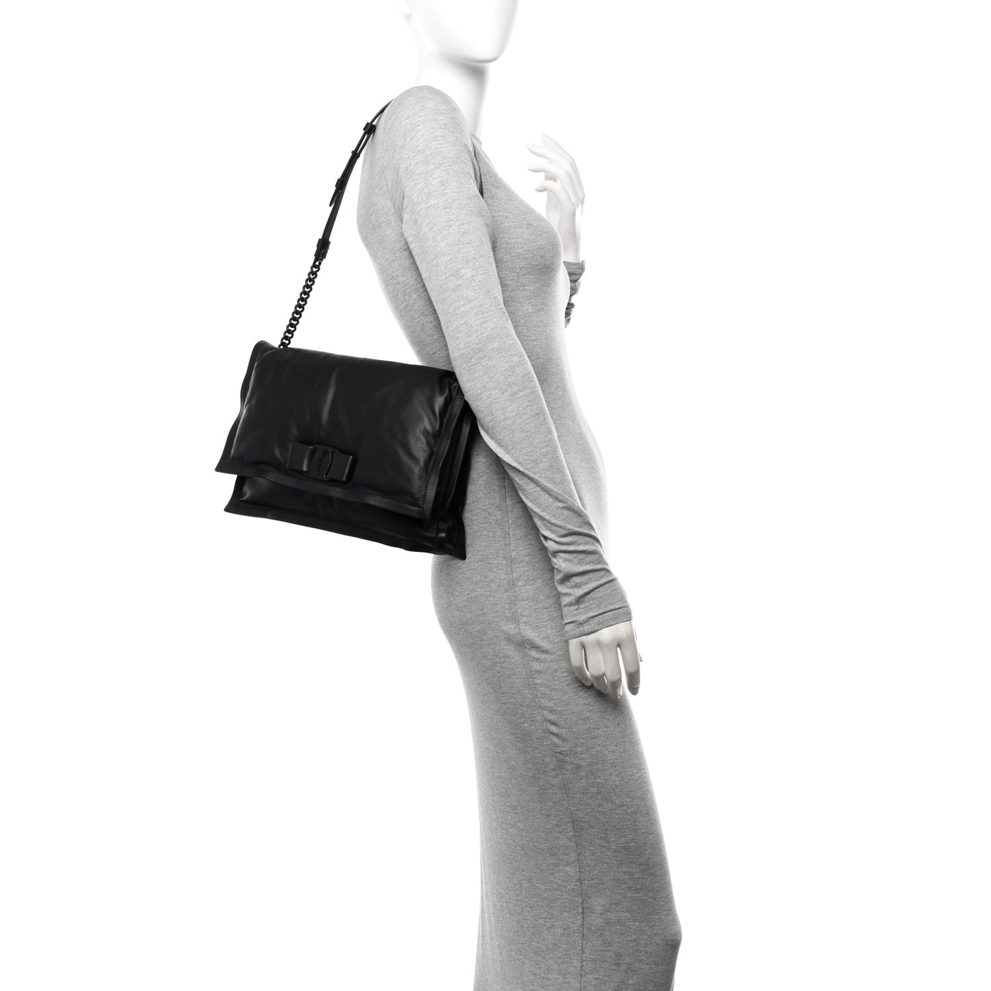 Calfskin Viva Bow Shoulder Bag Black