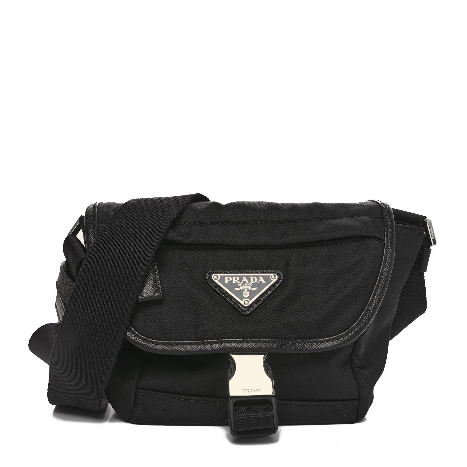 Prada Re-Nylon Saffiano Triangle Shoulder Bag Black 1 of 9