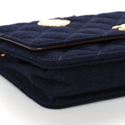 Chanel Felt Quilted Paris-Hamburg Charms Wallet On Chain WOC Dark Navy 8 of 10
