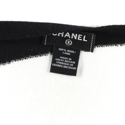 Chanel Wool CC Scarf White Black 5 of 5
