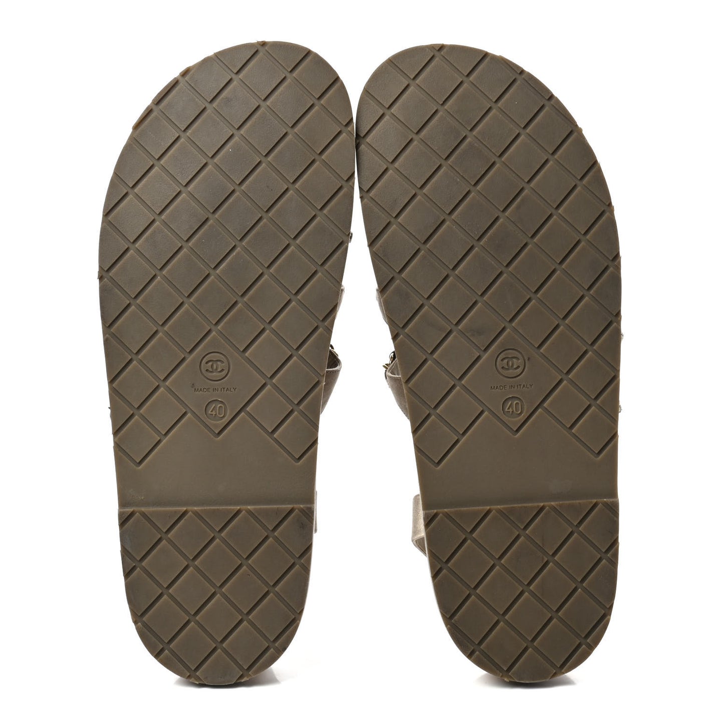 Satin Lambskin Chain Flat Sandals 40 Light Gold