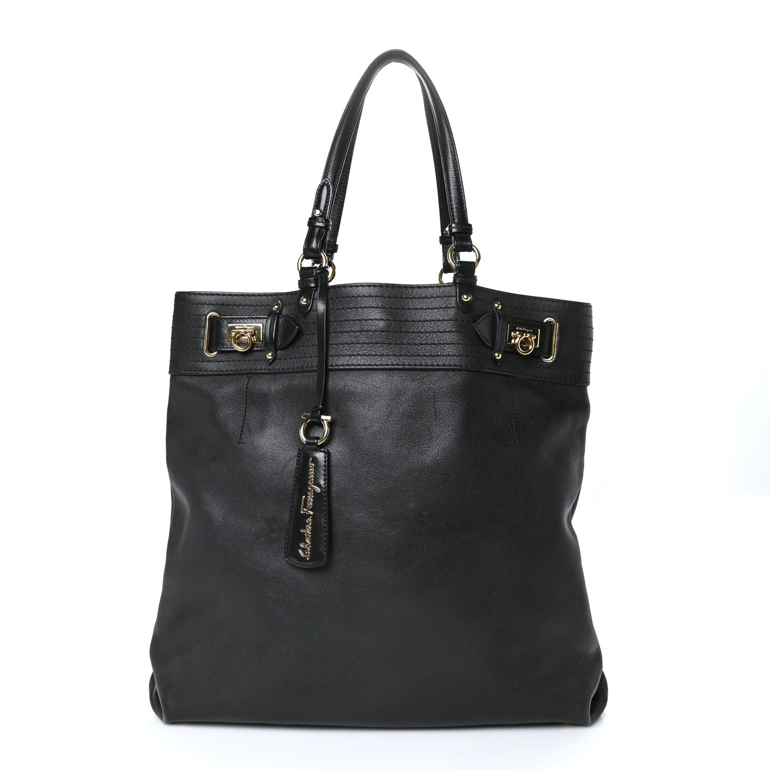 Salvatore Ferragamo Calfskin Tote Black 1 of 9