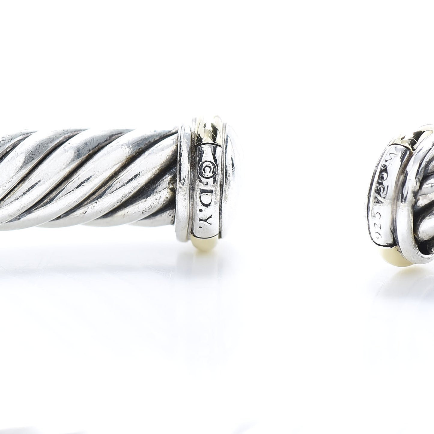 Sterling Silver 18K Yellow Gold 7mm Cablespira Bracelet