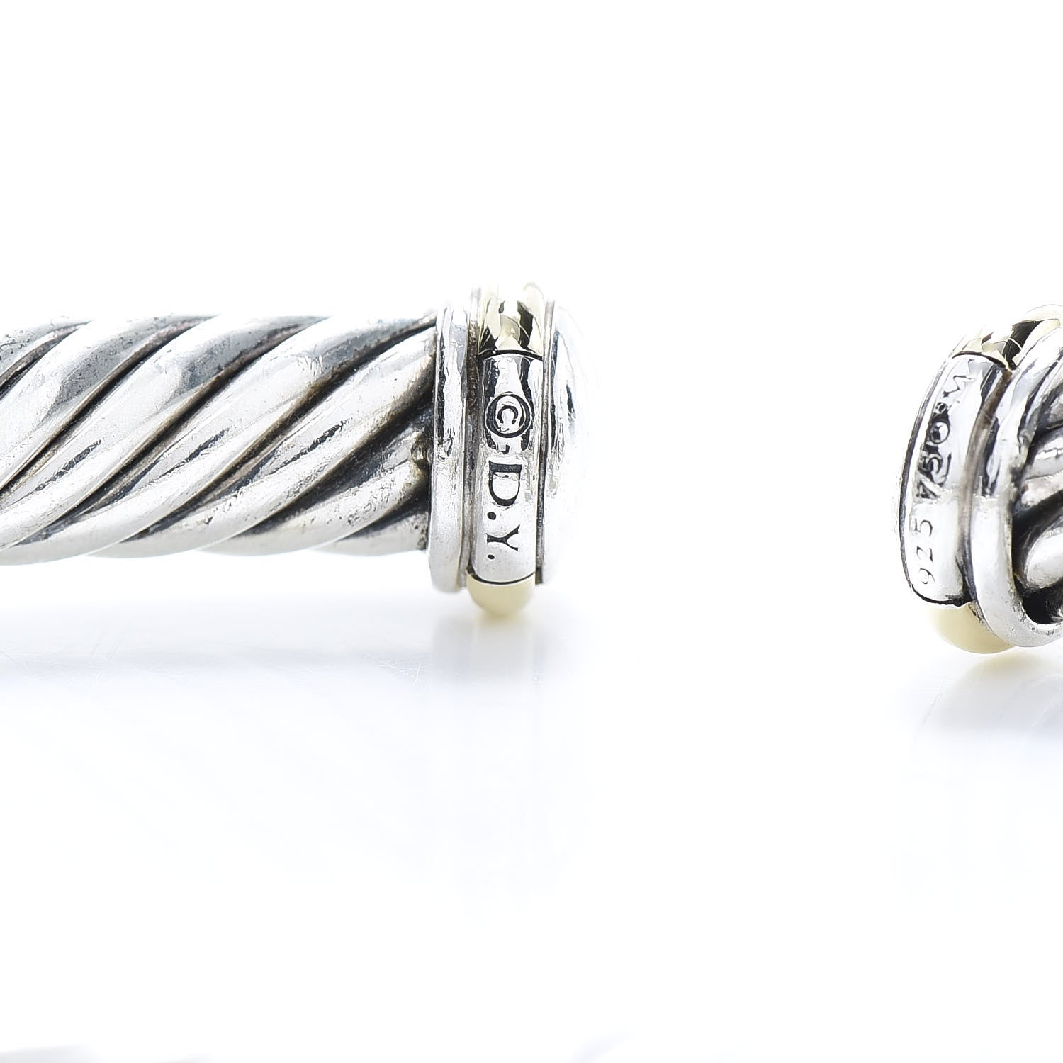 David Yurman Sterling Silver 18K Yellow Gold 7mm Cablespira Bracelet 5 of 5