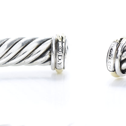 David Yurman Sterling Silver 18K Yellow Gold 7mm Cablespira Bracelet 5 of 5