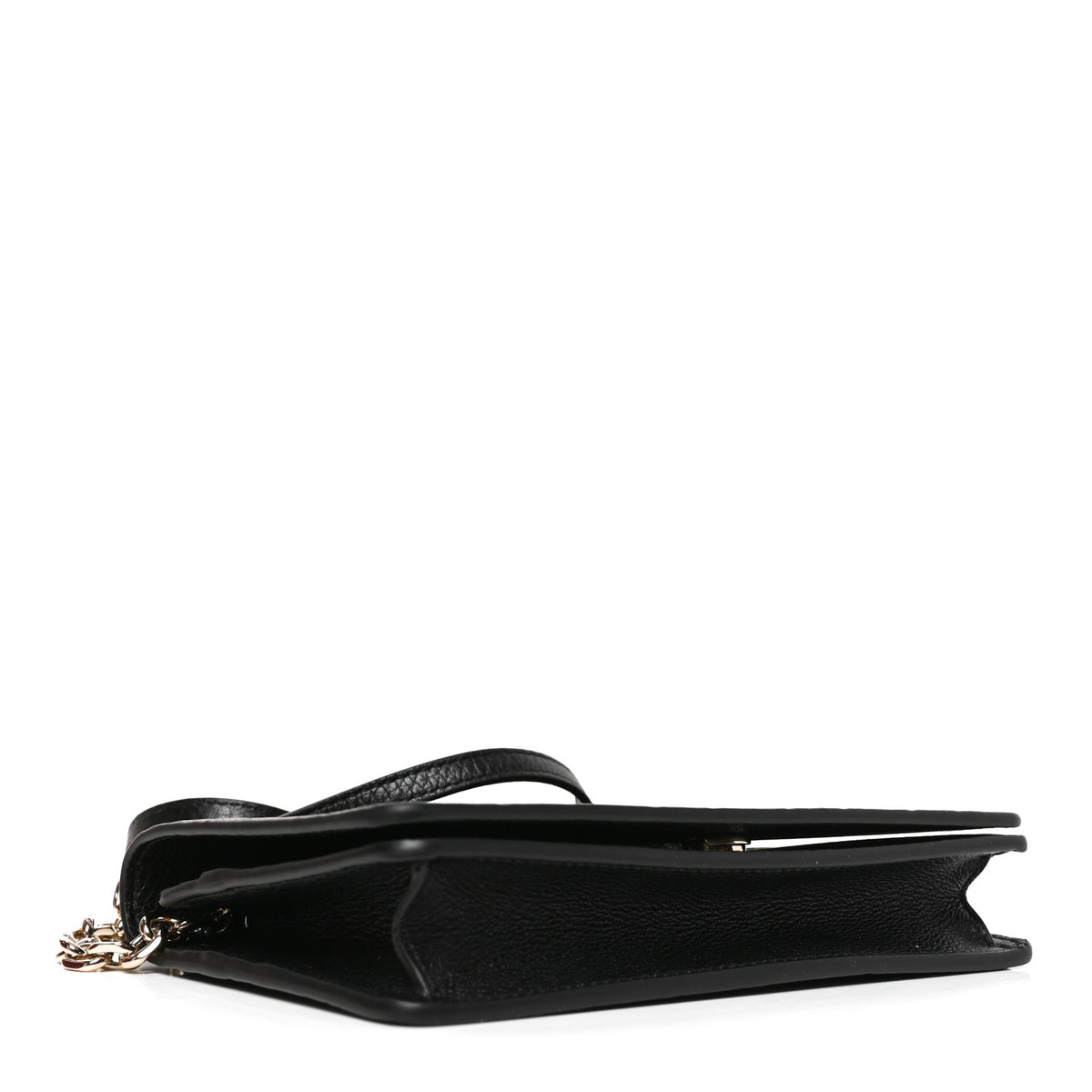 GG Grainy Calfskin Emblem Wallet On Chain Black