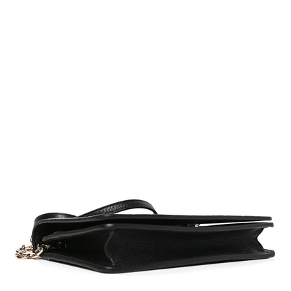 Gucci GG Grainy Calfskin Emblem Wallet On Chain Black 3 of 10