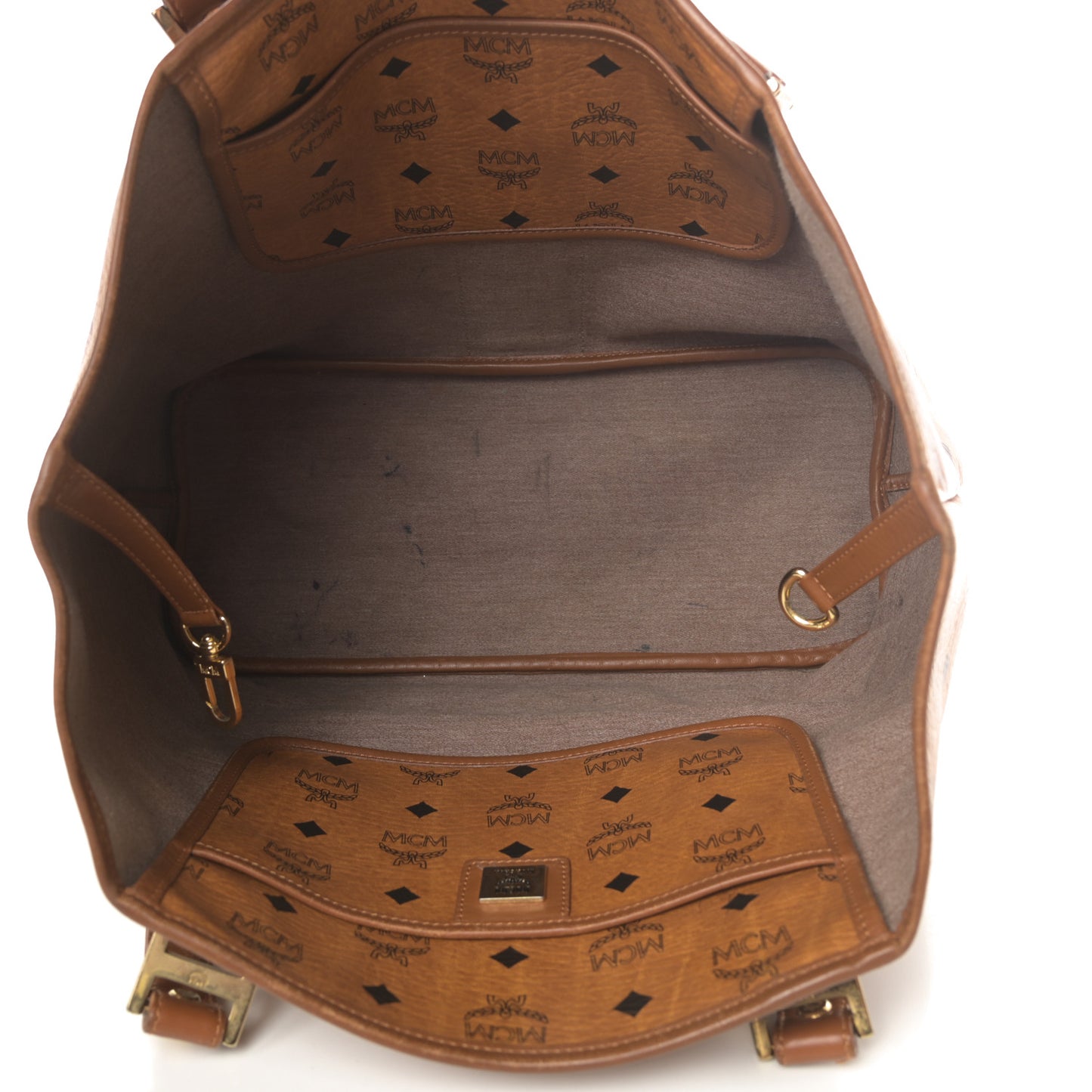 Visetos Crocodile Embossed Shopper Tote Cognac