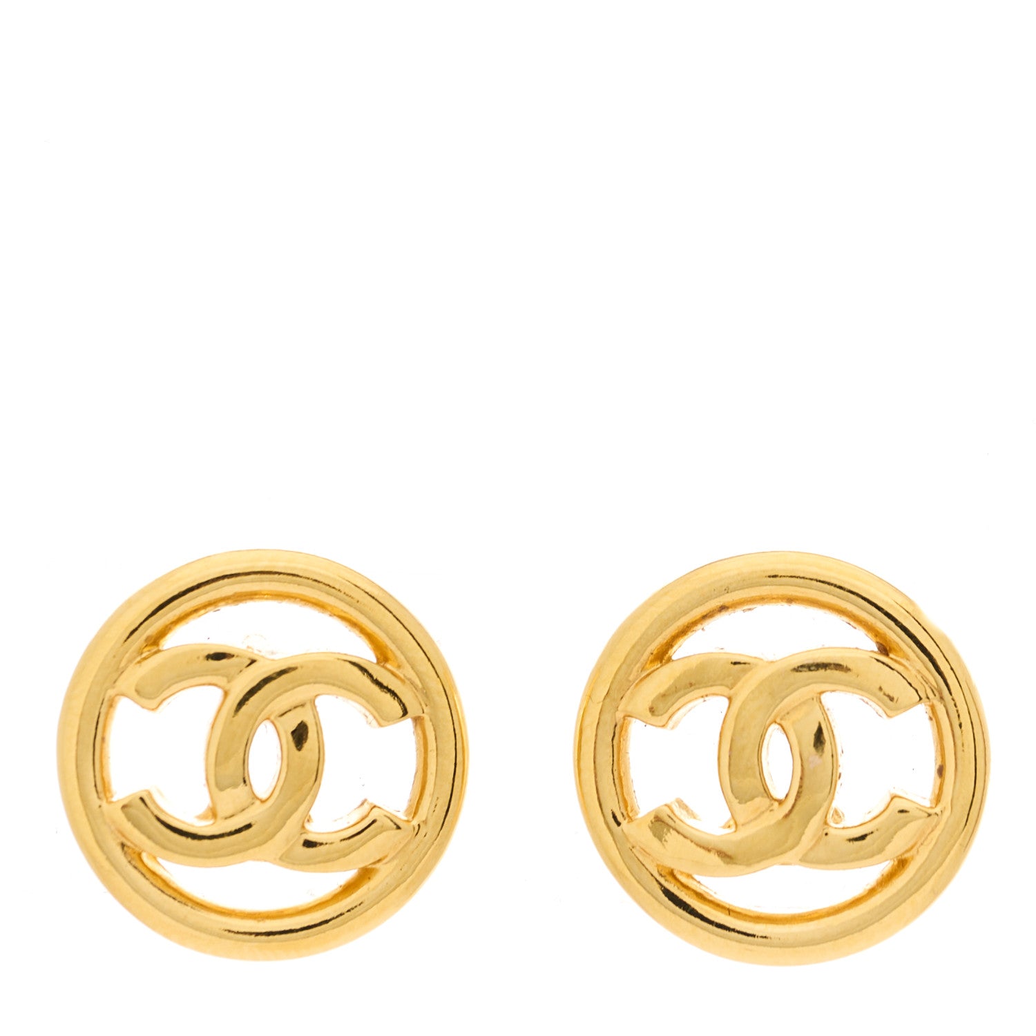 Chanel Metal CC Round Earrings Gold 1 of 5