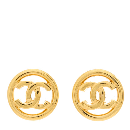 Chanel Metal CC Round Earrings Gold 1 of 5