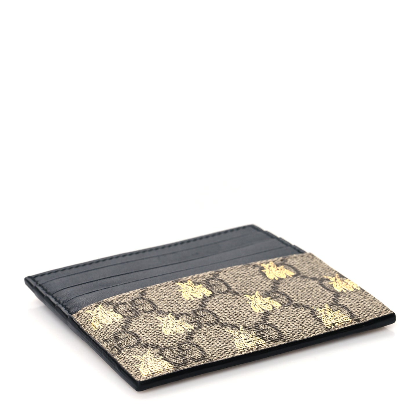 GG Supreme Monogram Bees Card Holder Black