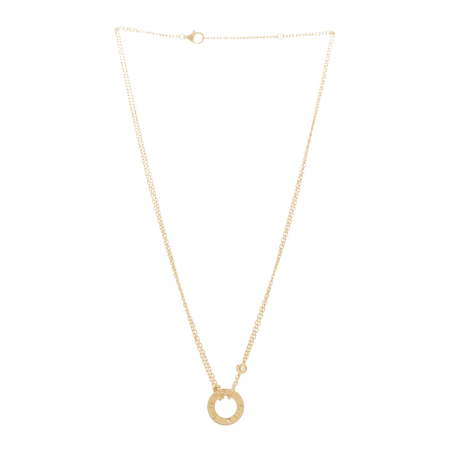 18K Yellow Gold 2 Diamond LOVE Necklace