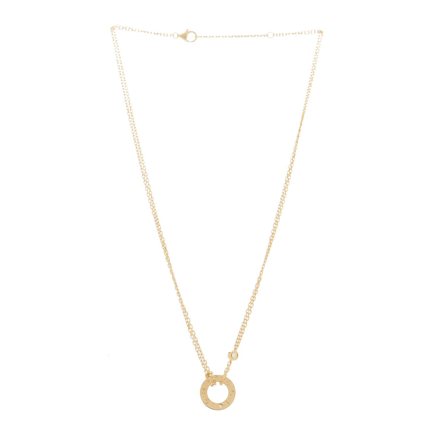 Cartier 18K Yellow Gold 2 Diamond LOVE Necklace 3 of 5