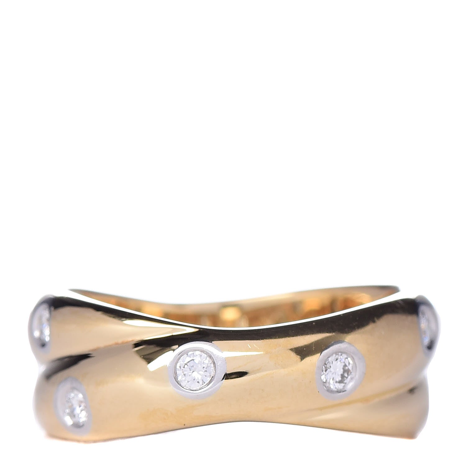 Tiffany 18K Yellow Gold Platinum Diamond Etoile Twist Band Ring 49 5 3 of 5