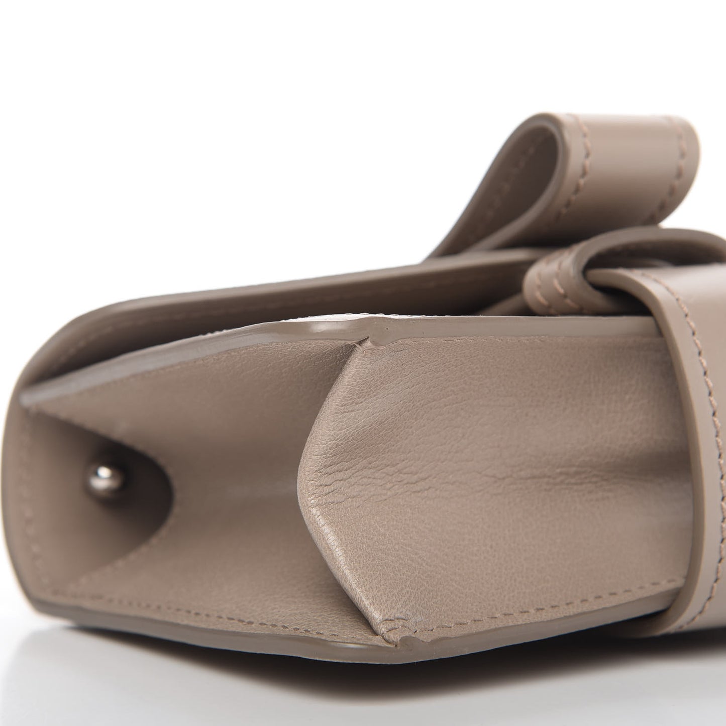 Shiny Goatskin Calfskin Mini Aby Chain Shoulder Bag Motty Grey