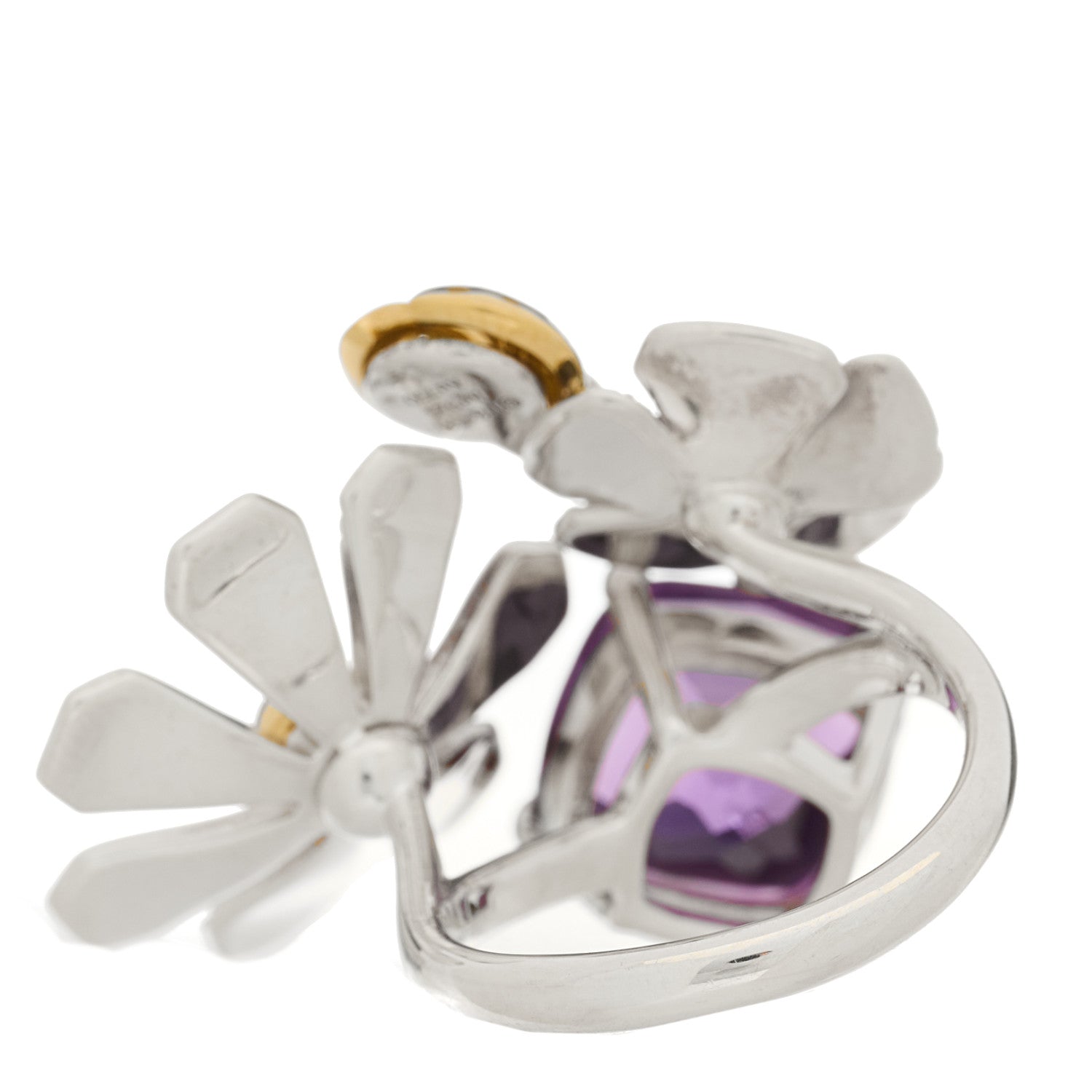 Tiffany Sterling Silver 18K Yellow Gold Amethyst Return to Tiffany Love Bugs Ring 52 6 3 of 5