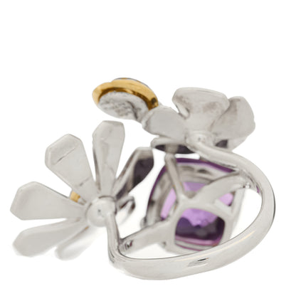 Tiffany Sterling Silver 18K Yellow Gold Amethyst Return to Tiffany Love Bugs Ring 52 6 3 of 5