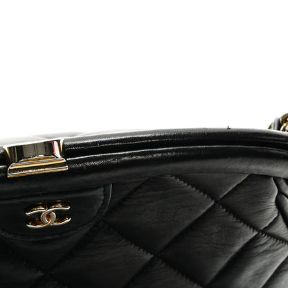 Chanel Calfskin Quilted Kisslock Frame Bag Black 10 of 10