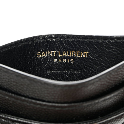 Saint Laurent Grain De Poudre Matelasse Chevron Monogram Credit Card Case Black 6 of 10