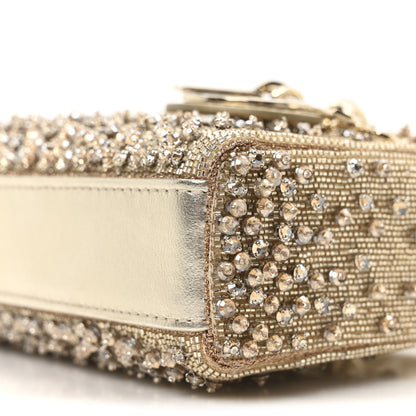 Christian Dior Metallic Lambskin Crystal Beaded Embroidered Micro Lady D-Joy Gold 10 of 11