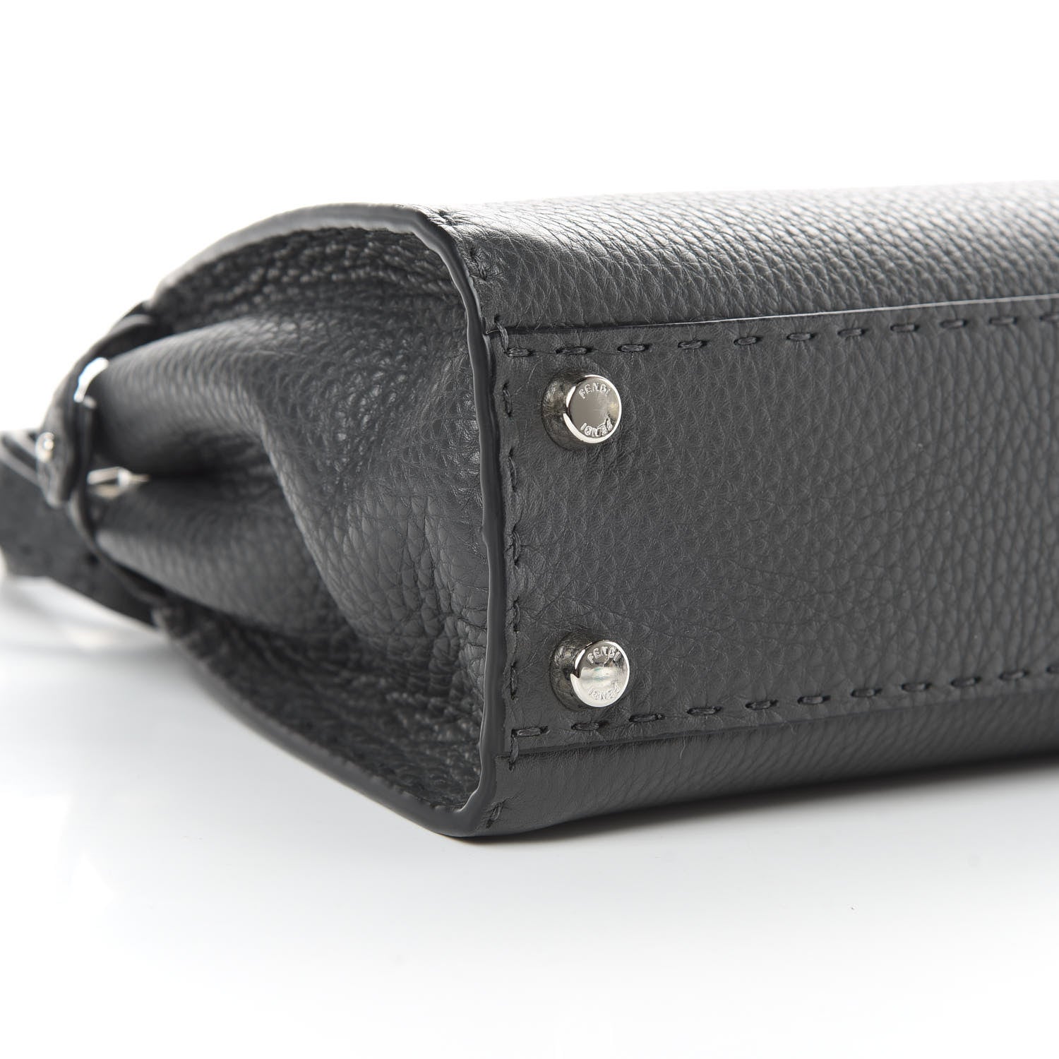 Fendi Cuoio Romano Selleria Bi-Color Mini Peekaboo Iconic Satchel Asfalto Latte 11 of 12