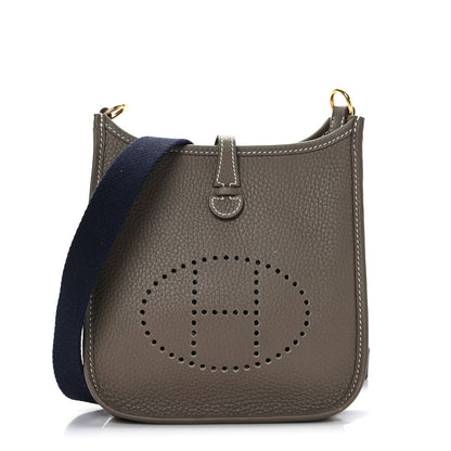 Hermes Taurillon Clemence Amazone Evelyne TPM Etoupe Bleu Indigo 1 of 10