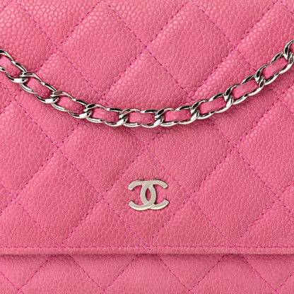 Chanel Iridescent Caviar Quilted Wallet on Chain WOC Pink 8 of 15