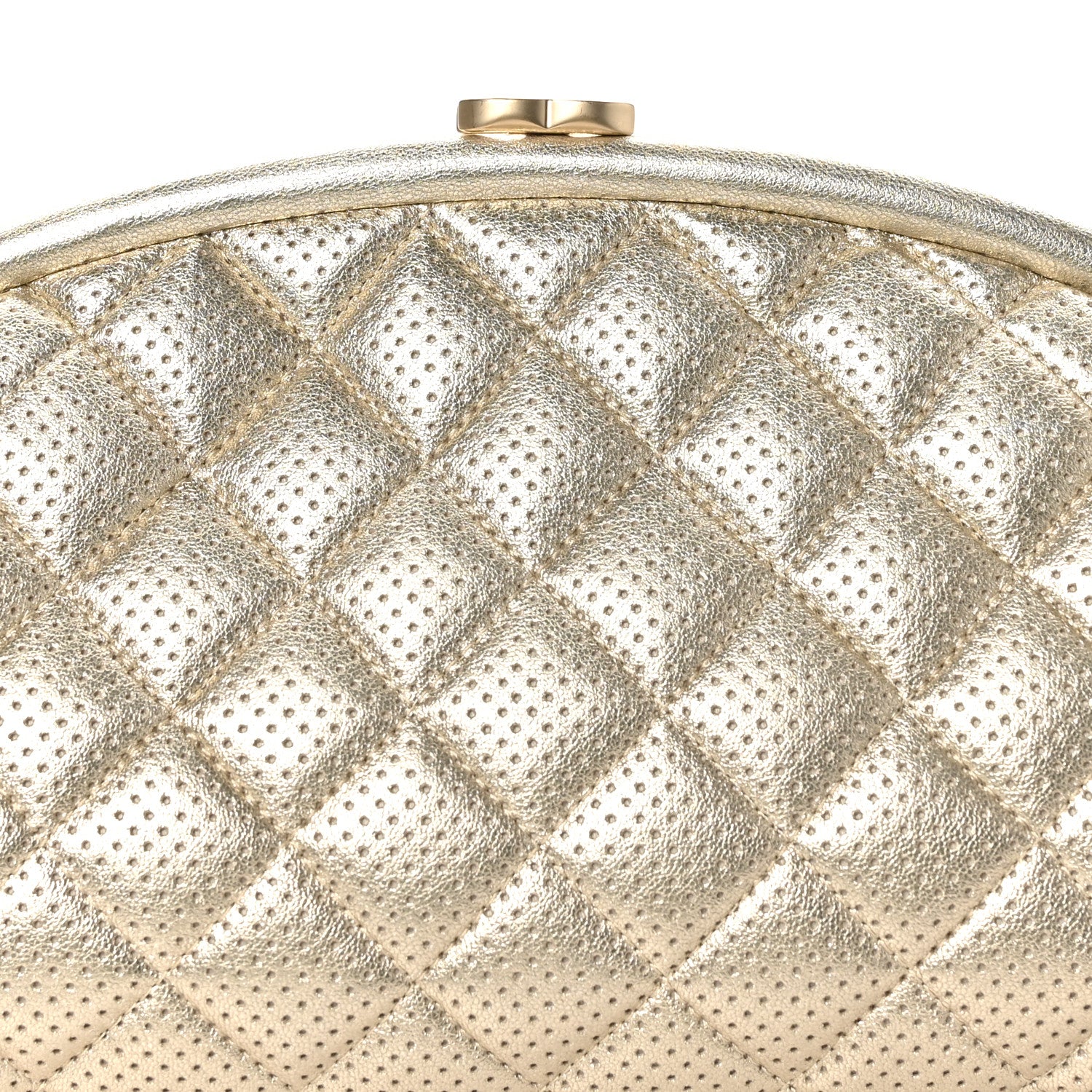Chanel Metallic Lambskin Perforated Timeless Clutch  Gold 8 of 10