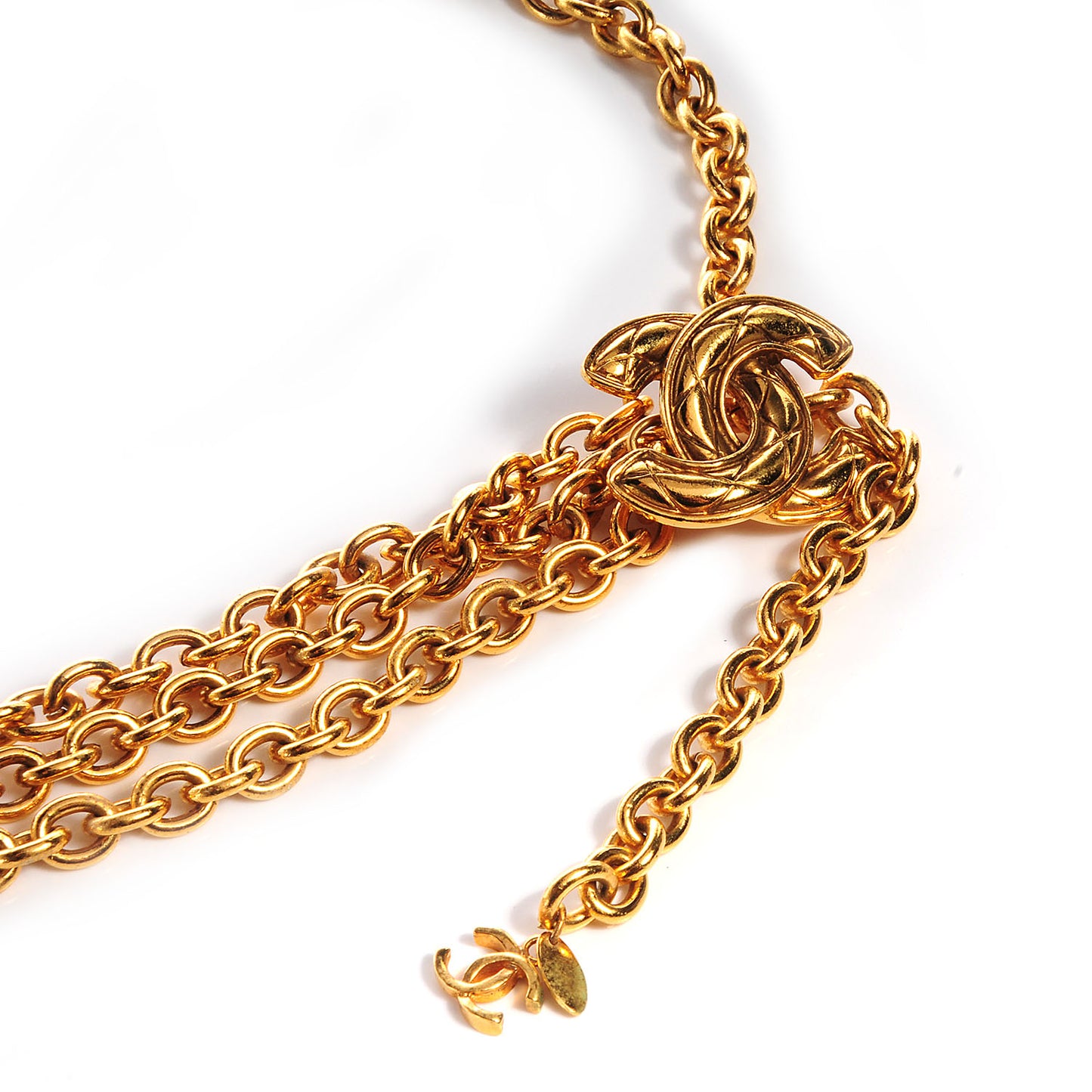 Quilted CC Chain Belt Gold