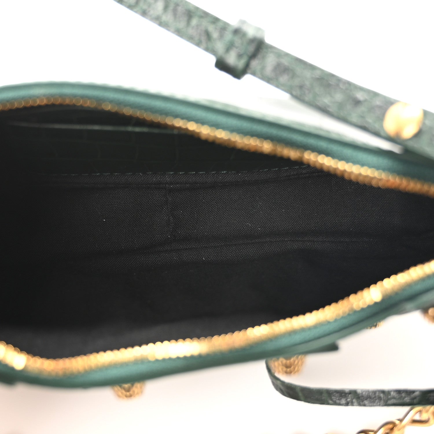 Balenciaga Extra Supple Calfskin Crocodile Embossed Mini Le Cagole Purse With Chain Forest Green 5 of 9