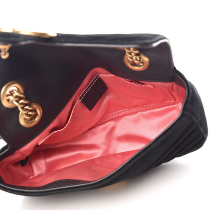 Gucci Velvet Matelasse Mini GG Marmont Shoulder Bag Black 5 of 12