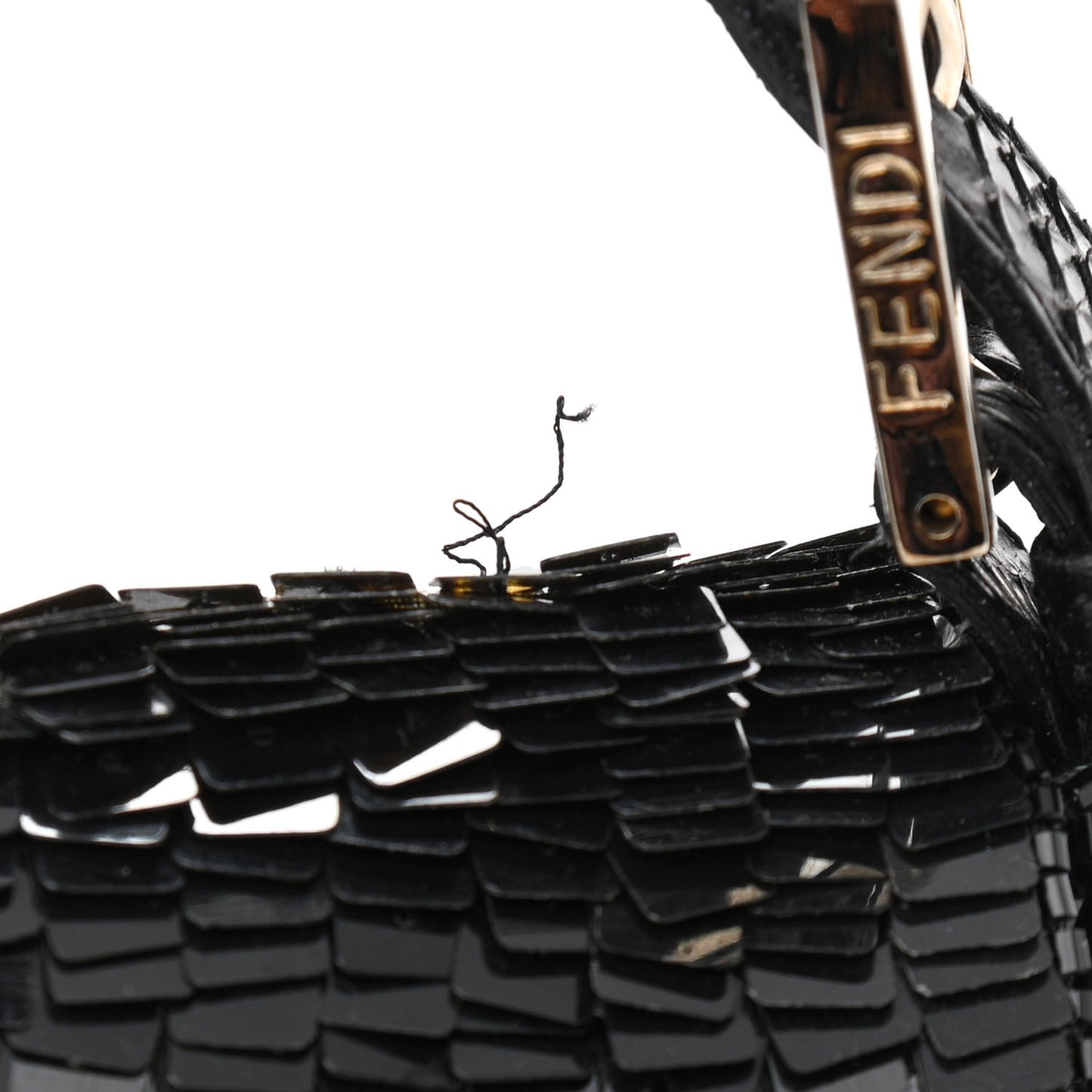 Sequin Paillettes Snakeskin Baguette Black