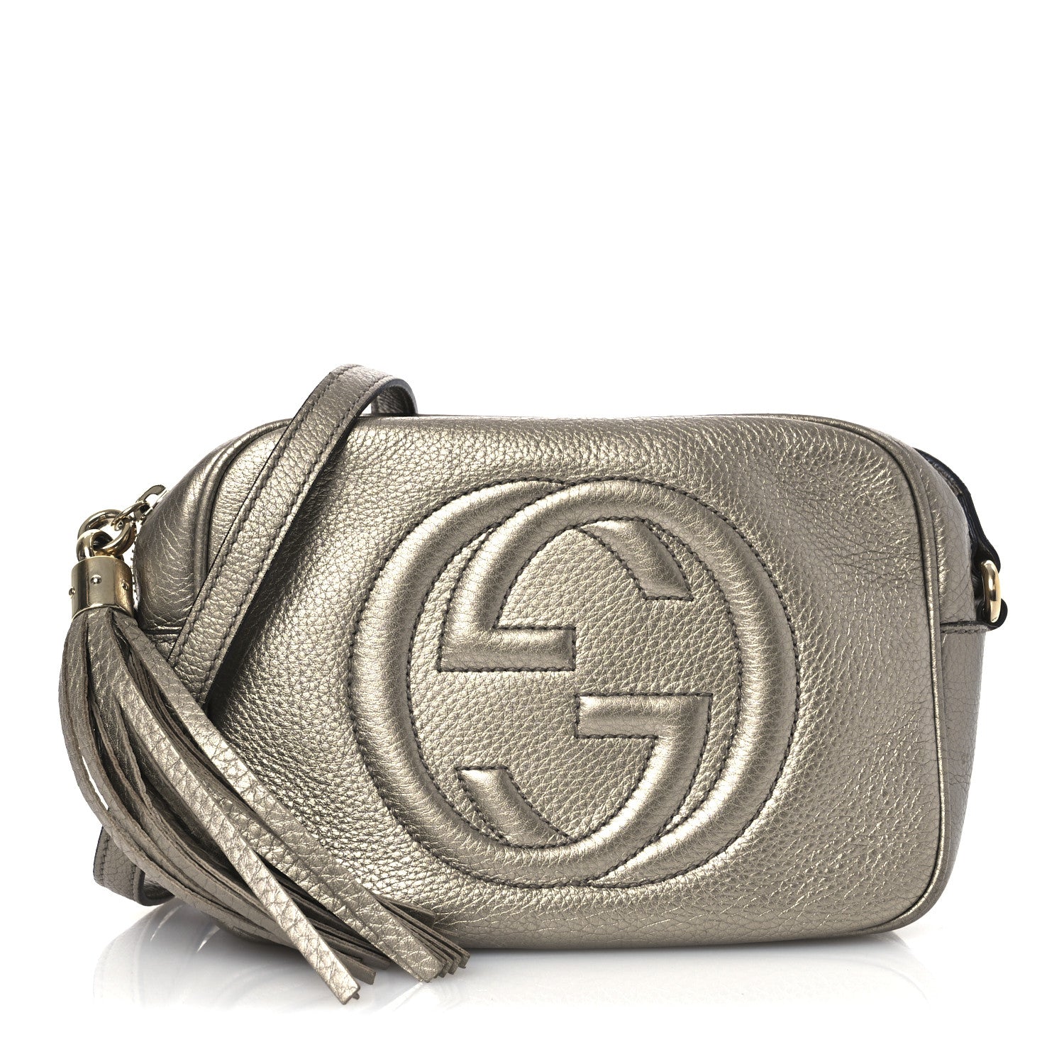Gucci Metallic Pebbled Calfskin Small Soho Disco Bag Golden Beige 1 of 15