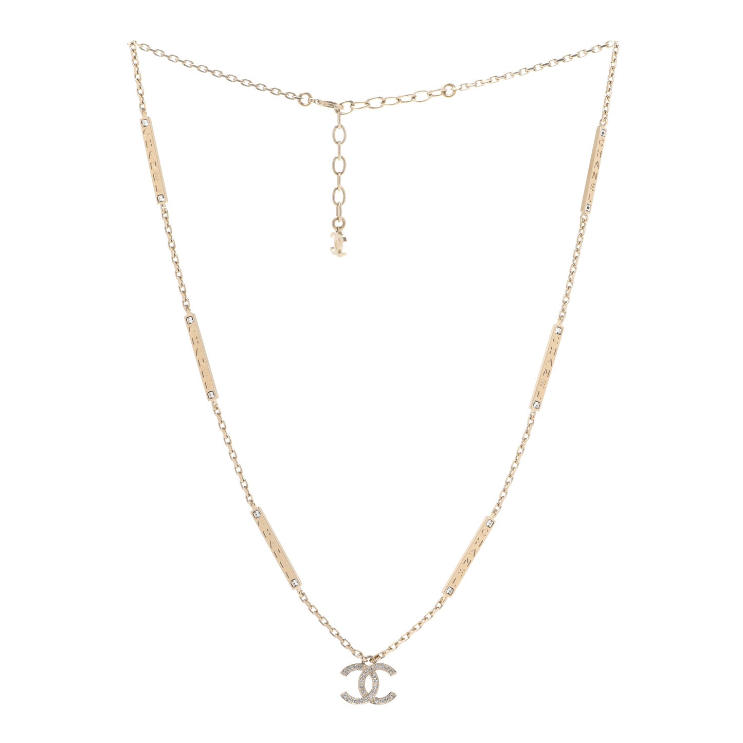 Crystal CC Pendant Necklace Gold