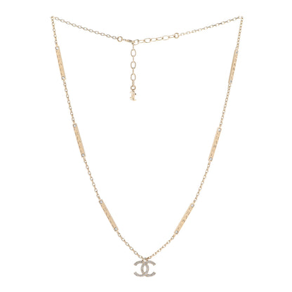 Chanel Crystal CC Pendant Necklace Gold 3 of 7