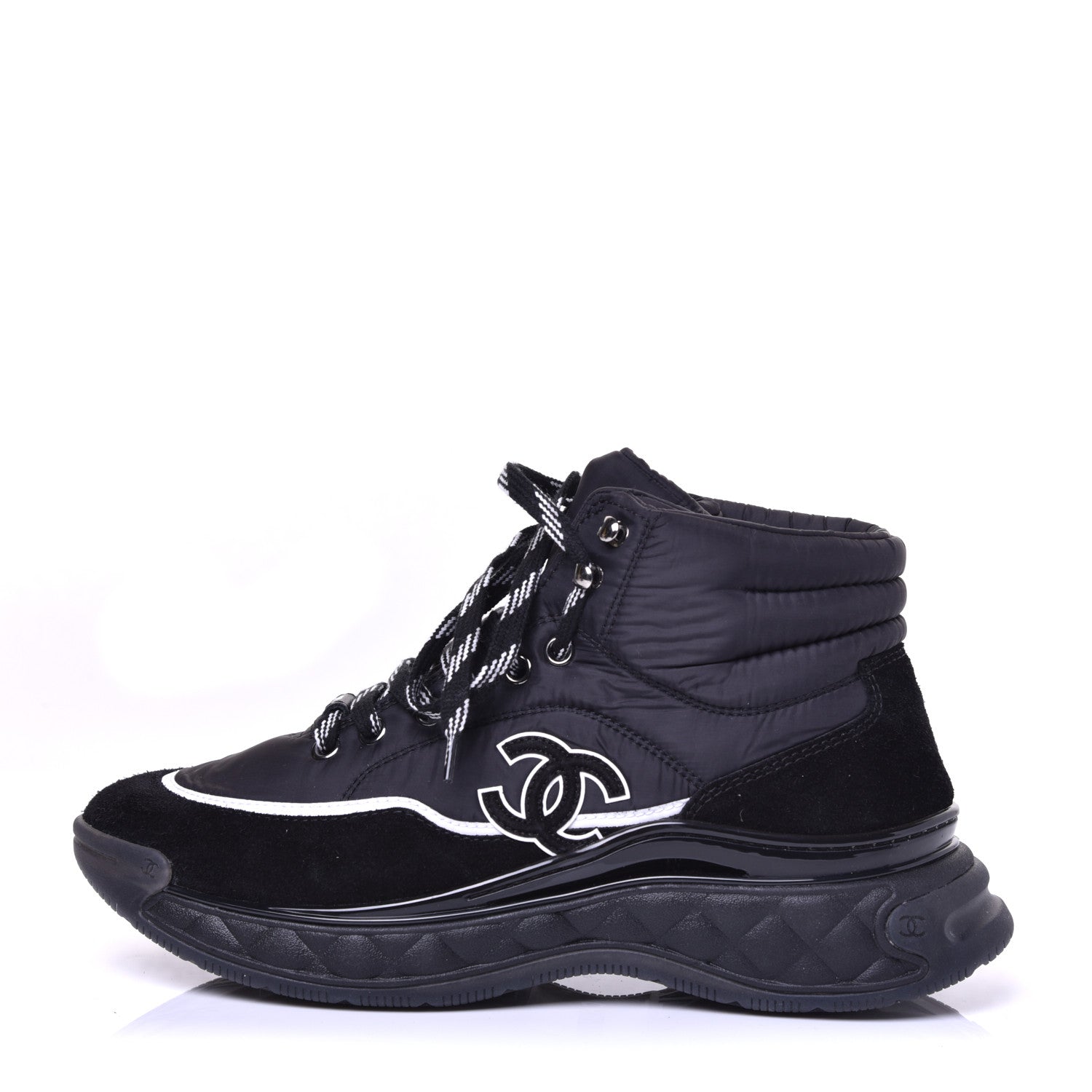 Chanel Fabric Suede Womens CC Sneakers 39 Black 1 of 9