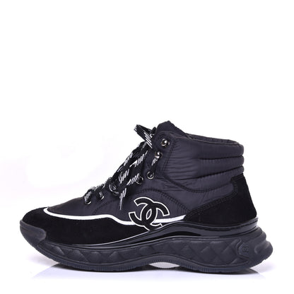 Chanel Fabric Suede Womens CC Sneakers 39 Black 1 of 9